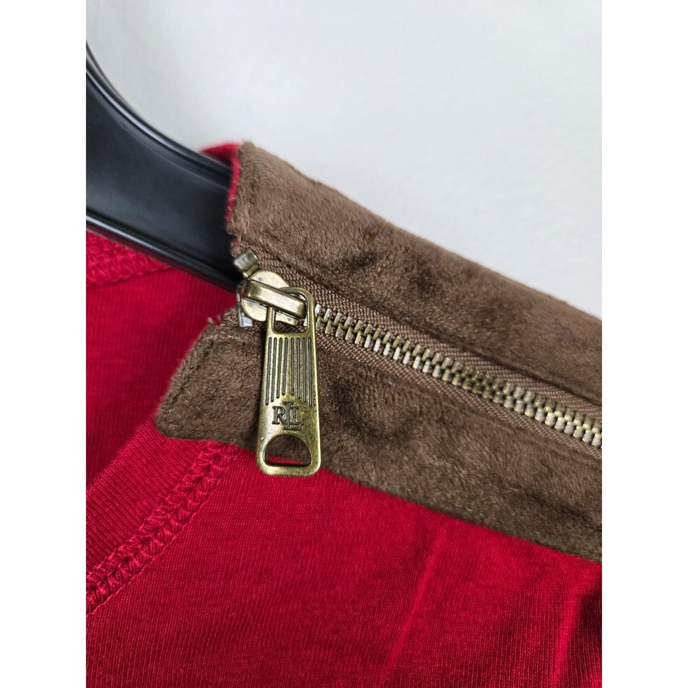 Lauren Ralph Lauren Red Long Sleeve Crew Neck Top,Suede Shoulder Elbow Patches M - Picture 4 of 8